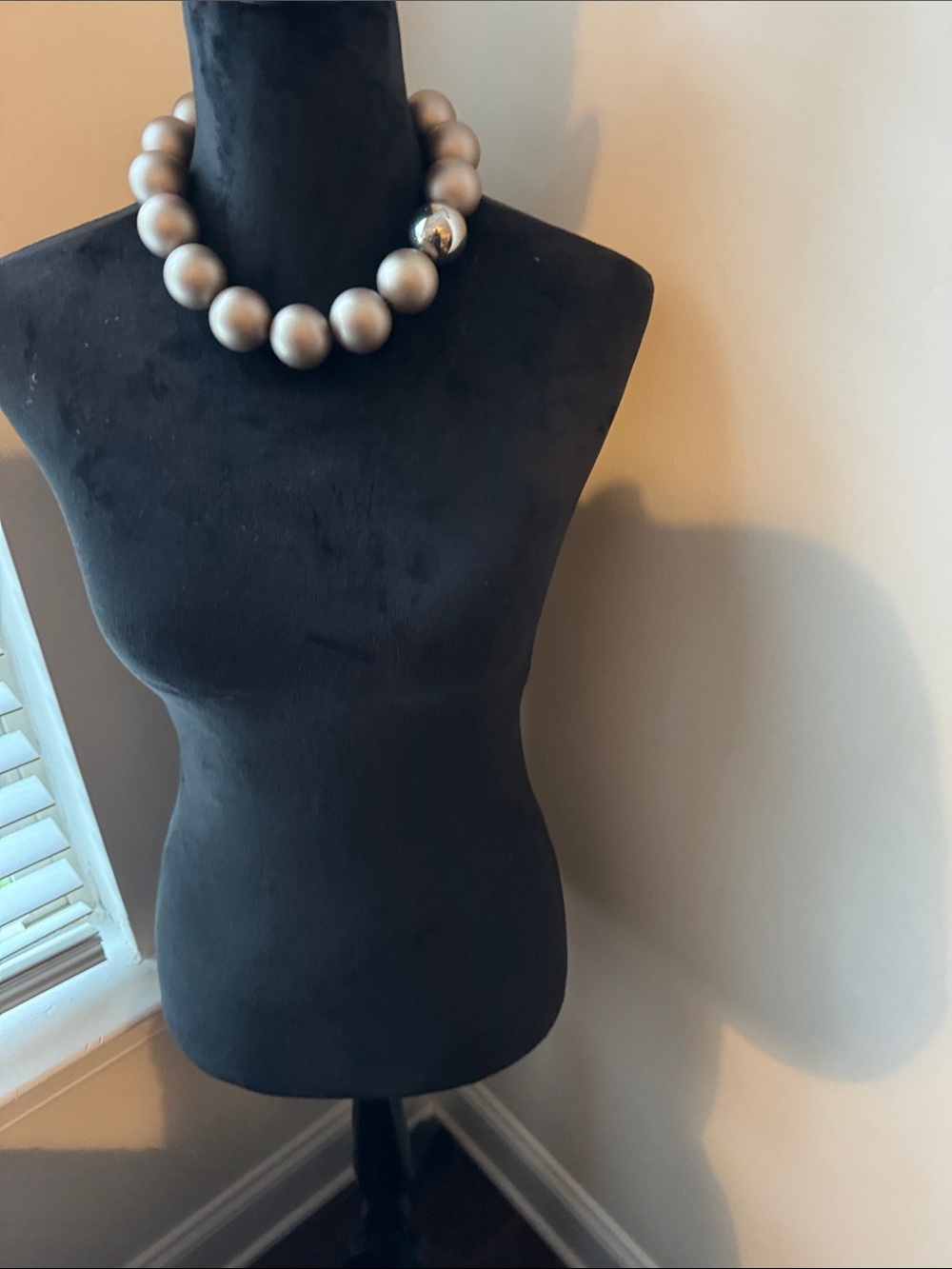 Elegant Taupe & Silver Pearl Statement Necklace